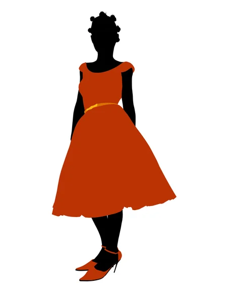 Afro-Amerikaanse prom meisje illustratie silhouet — Stockfoto