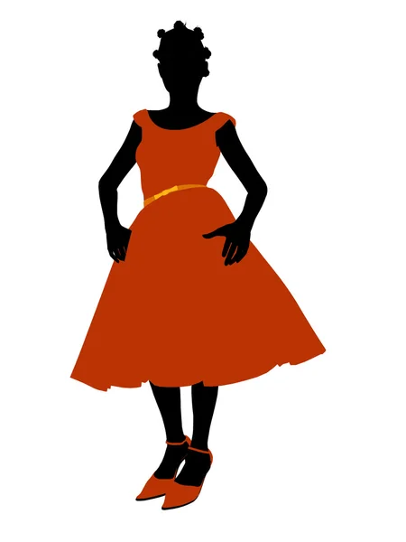 Afro-Amerikaanse prom meisje illustratie silhouet — Stockfoto