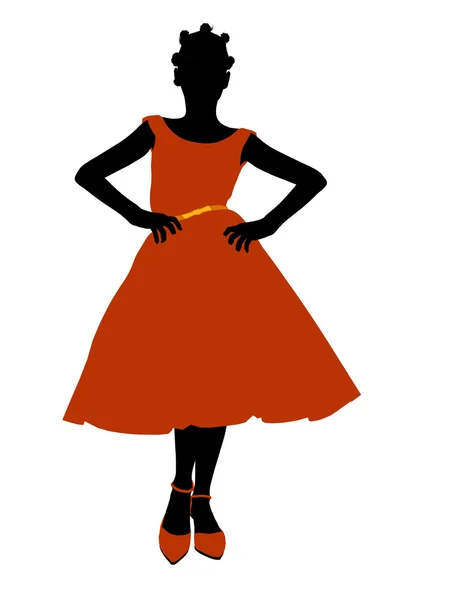 Africká americká prom dívka ilustrace silhouet — Stock fotografie