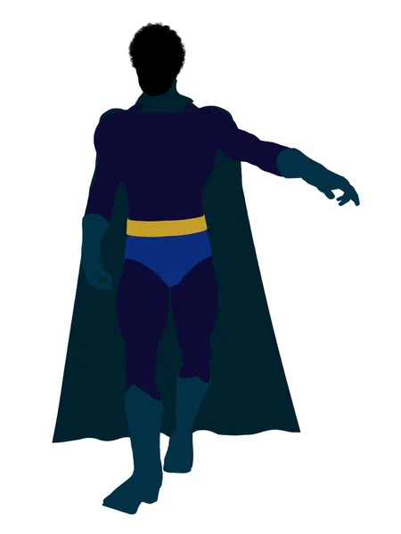 Ilustração de super herói afro-americano Silhoue — Fotografia de Stock