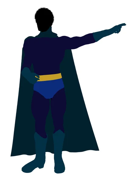 African American Super Hero Illustrazione Silhoue — Foto Stock