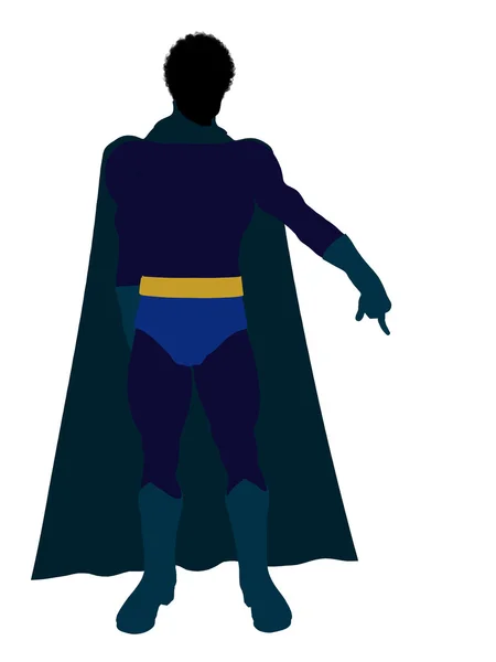 Ilustrasi Super Hero Amerika Afrika Silhoue — Stok Foto