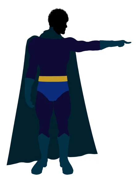 Súper héroe afroamericano Ilustración Silhoue —  Fotos de Stock