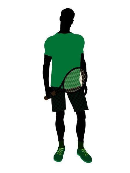 पुरुष टेनिस खिलाड़ी इलस्ट्रेशन सिल्हूट — स्टॉक फ़ोटो, इमेज