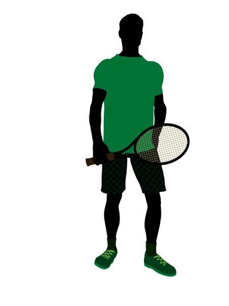 Jugador de tenis masculino Ilustración Silueta — Foto de Stock
