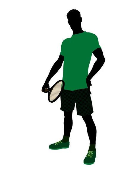 Jugador de tenis masculino Ilustración Silueta —  Fotos de Stock
