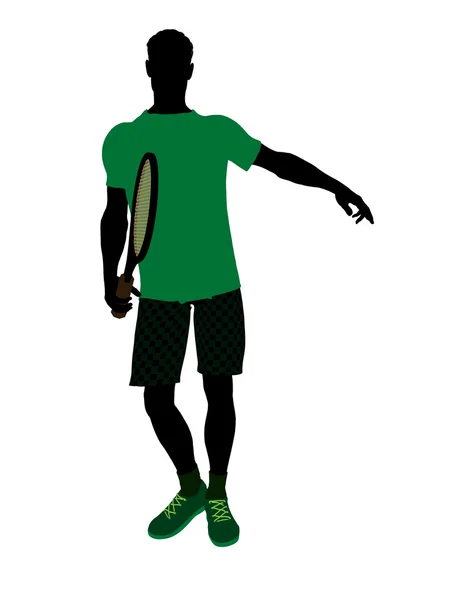 Силуэт мужского теннисиста — стоковое фото