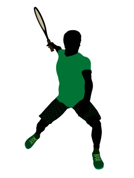 Férfi tenisz játékos illusztráció sziluett — Stock Fotó