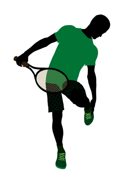 Силуэт мужского теннисиста — стоковое фото