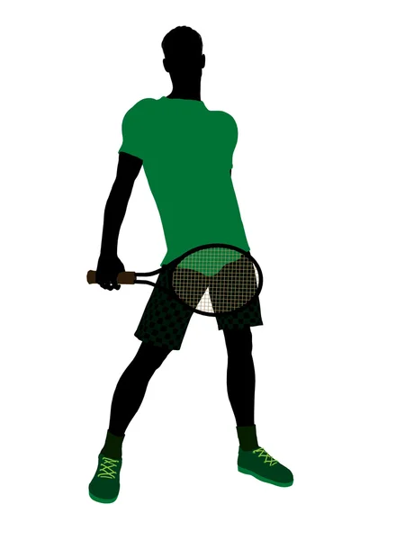 男性のテニス プレーヤーの図のシルエット — ストック写真