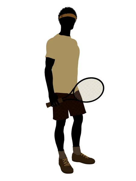 Jugador de tenis afroamericano Ilustración Silh —  Fotos de Stock