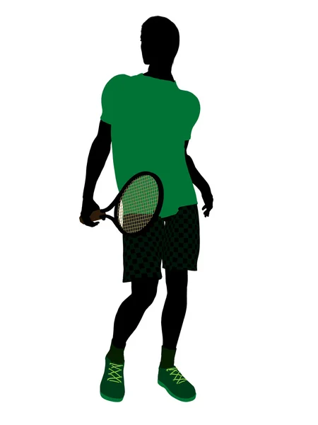 男性网球手插画剪影 — 图库照片
