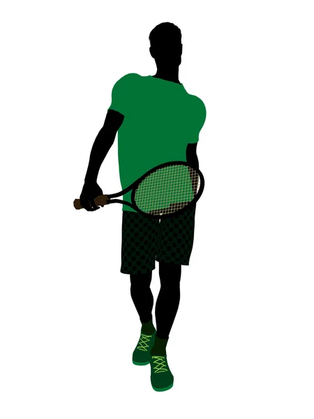 男性网球手插画剪影 — 图库照片