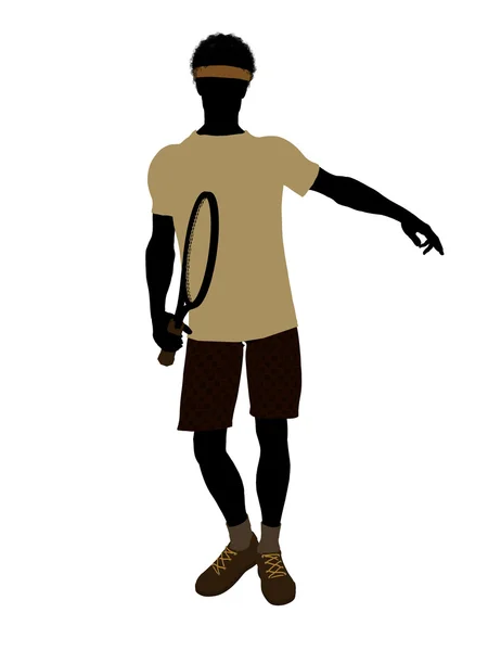African American Tennis Player Illustration Silh — Stock Photo, Image