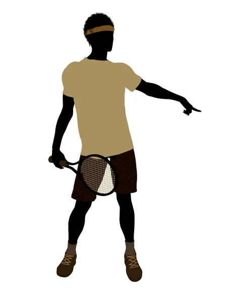 African American Tennis Player Illustration Silh — Stock Photo, Image