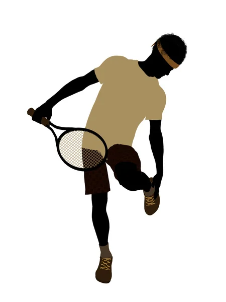 Αφρικανική αμερικανική τένις παίκτης εικονογράφηση silh — Φωτογραφία Αρχείου