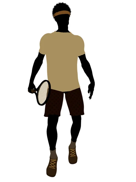 Jogador de tênis afro-americano ilustração Silh — Fotografia de Stock