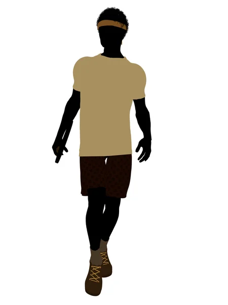 Афро-американських тенісний гравець ілюстрація Silh — стокове фото