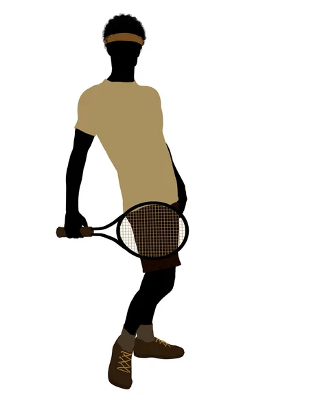Afrikanisch-amerikanischer Tennisspieler illustration silh — Stockfoto