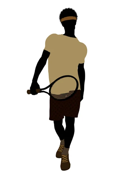 非洲裔美国网球球员图 silh — 图库照片