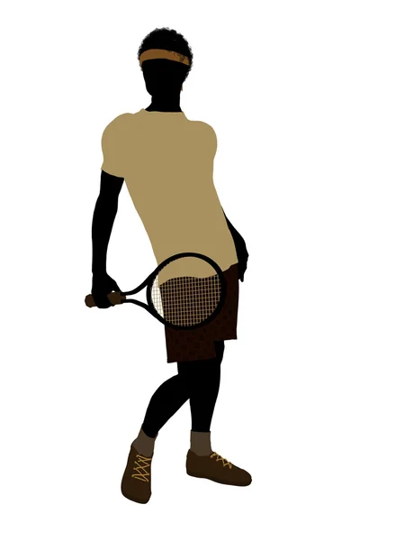 Afrikanisch-amerikanischer Tennisspieler illustration silh — Stockfoto