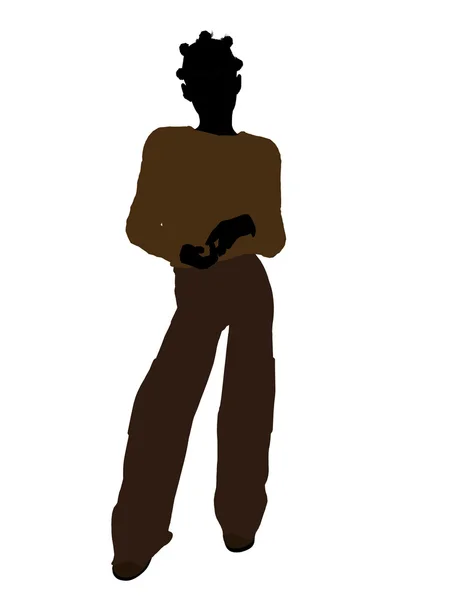 Illustration adolescente afro-américaine Silhouett — Photo