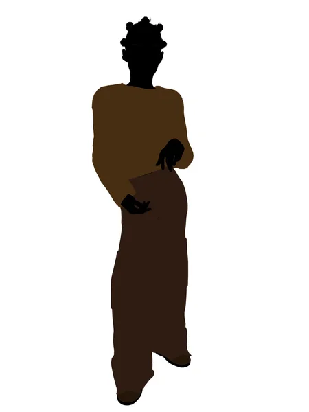 Αφρικανικός Αμερικανός έφηβος εικονογράφηση silhouett — Φωτογραφία Αρχείου