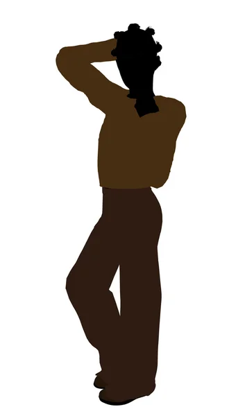 非洲裔美国少年图 silhouett — 图库照片