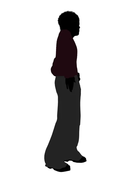 Africano Americano Masculino Adolescente Ilustração Silh — Fotografia de Stock