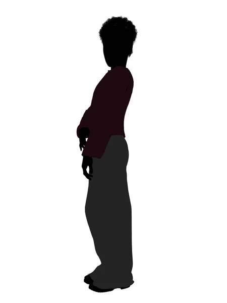 Africano Americano Masculino Adolescente Ilustração Silh — Fotografia de Stock