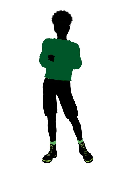 Afryki amerykański mężczyzna nastolatek ilustracja silh — Zdjęcie stockowe