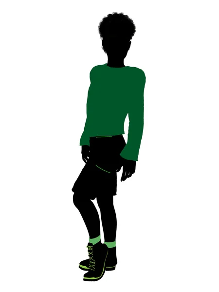 Afrikanska amerikanska manliga tonåring illustration silhuetten — Stockfoto