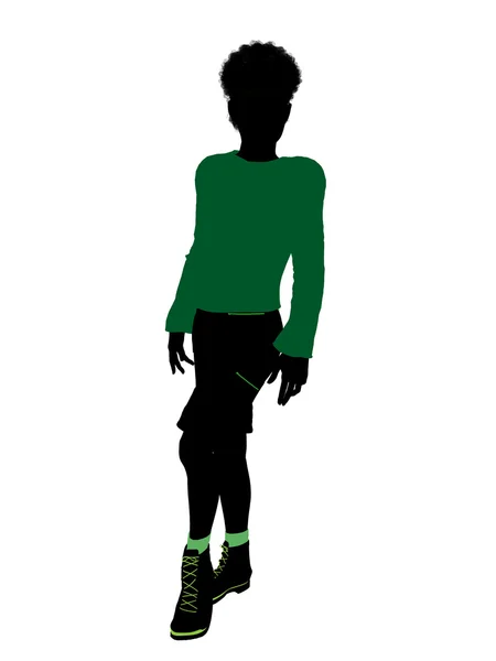 非洲裔美国男性青少年的插图 silh — 图库照片