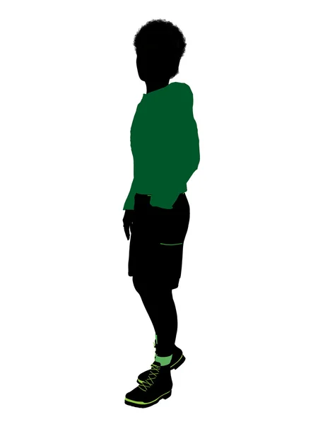 African American Male Teenager Illustration Silh — Stock Photo, Image