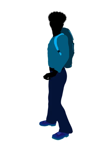 Afro-americano adolescente caminhante silhueta — Fotografia de Stock