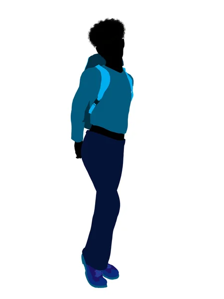 African American Teen Hiker Silhouette — Stock Photo, Image