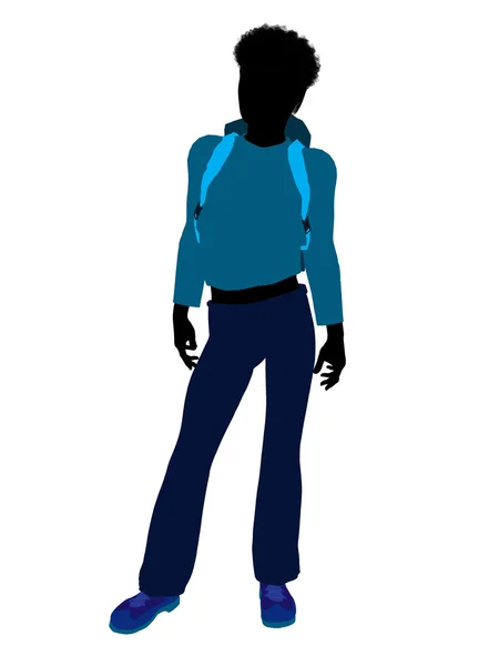 African American Teen Hiker Silhouette — Stock Photo, Image