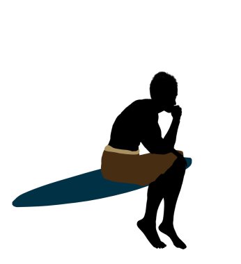 Afro-Amerikan sörfçü siluet çizimi