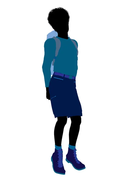 Afro-americano adolescente caminhante silhueta — Fotografia de Stock