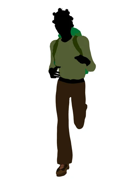 Afrikanisch-amerikanische Teenager-Wanderer-Silhouette — Stockfoto