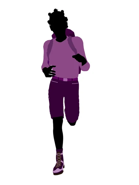 Afro-Amerikaanse tiener wandelaar silhouet — Stockfoto