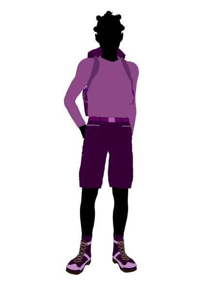Afro-Amerikaanse tiener wandelaar silhouet — Stockfoto