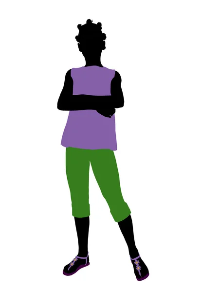 Afrikansk amerikansk teenager illustration silhuet - Stock-foto