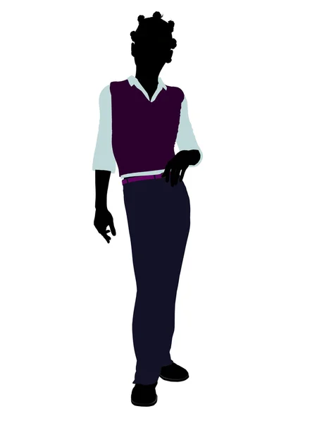 Afrikalı-Amerikalı genç resimde silhouett — Stok fotoğraf