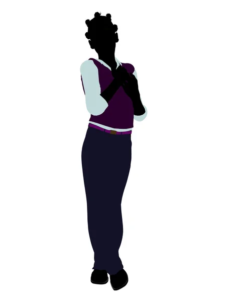 Afryki amerykański nastolatek ilustracja silhouett — Zdjęcie stockowe
