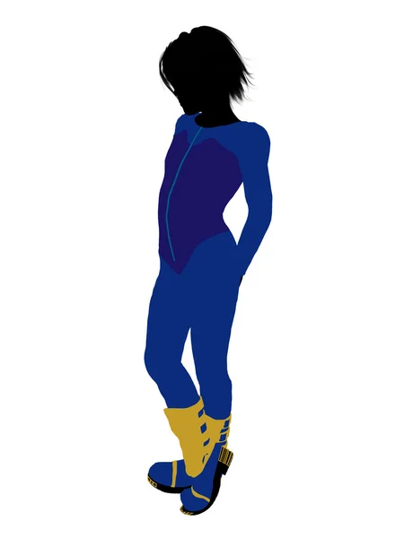 Male Teen Skier Illustration Silhouette — Stock Photo, Image