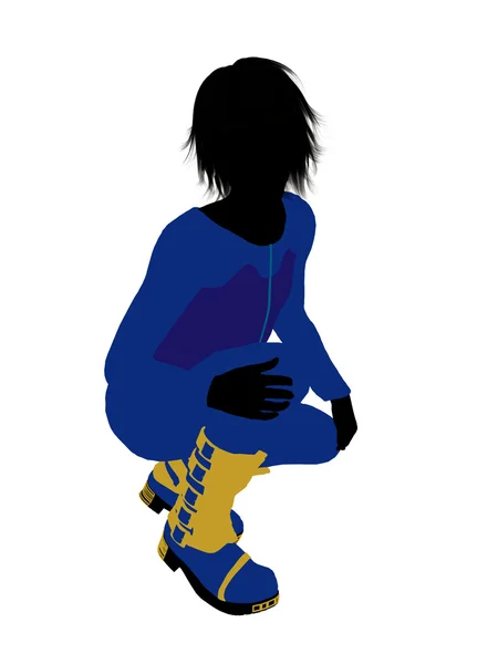 Manlig tonåring skidåkare illustration siluett — Stockfoto
