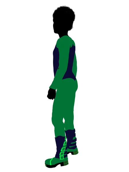 African American Male Teen Skier Illustration Si — Stock Photo, Image