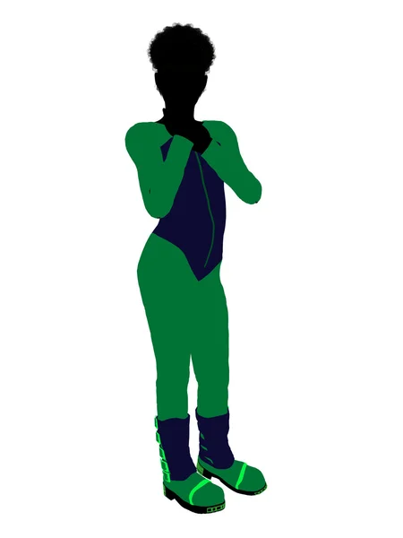African American Male Teen Skier Illustration Si — Stock Photo, Image