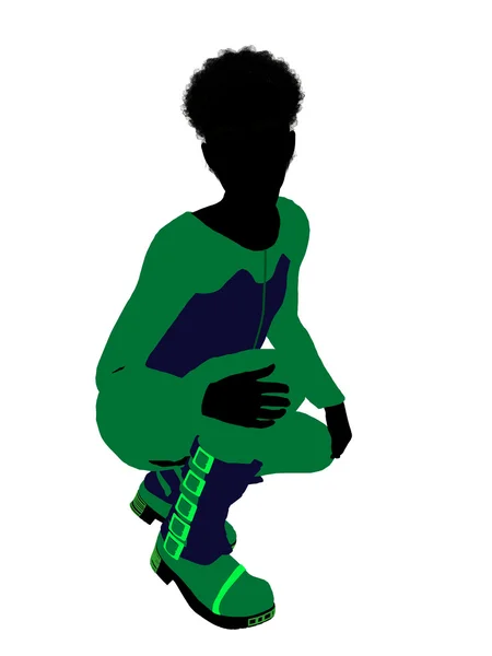 Αφρικανική αμερικανική αρσενικό έφηβος σκιέρ εικονογράφηση si — Φωτογραφία Αρχείου